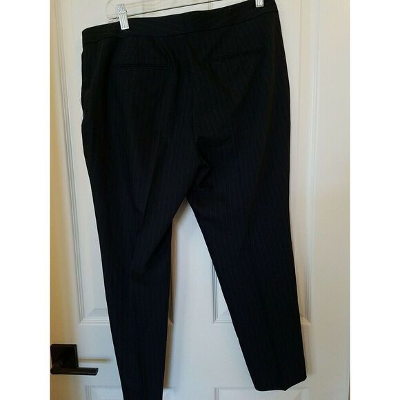 Ann Taylor Black Wool Pants 12P 12 Petite  Womens Devin Fit Pinstripe Stretch - Picture 4 of 6